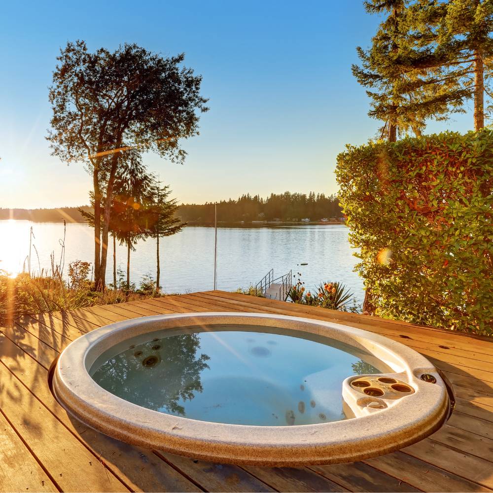 beach cottage with hot tub