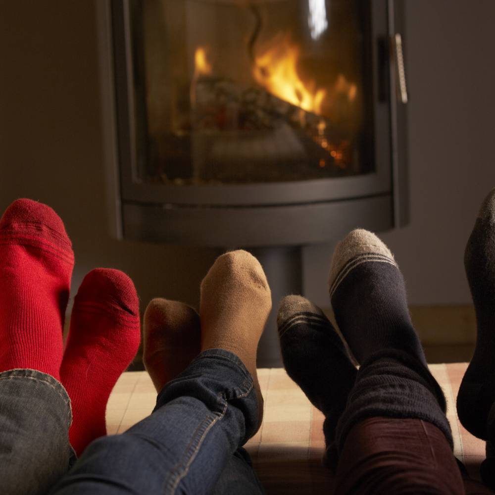 beach cottage with woodburner